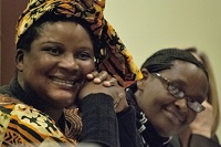 Alice Kachere of the National Smallholder Farmers' Association of Malawi (left) and Cesarie Kantarama, a Rwandan farmer, participated in an interactive forum on