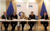 Ms. Rachel Bayani (BIC) among the representatives of the collaborating organizations COMECE, CEC and Quaker Council of European Affairs