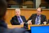 The picture features Bill Lawson, a Baha'i expelled from Qatar and Member of the European Parliament Bert-Jan Ruissen