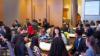 Participants broke off into groups and addressed various questions including the relationship between inequality and peace, the critical role of women in society and  the need for education that enables young people to become effective promoters of peace.    