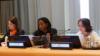  BIC delegates Alphonsine Sefu and Lizzy Moshirian speaking at an event on youth 