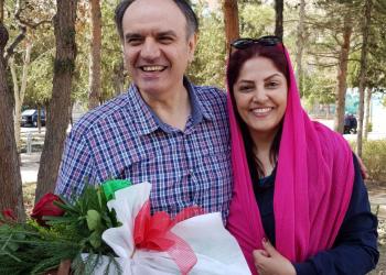 Mr. Vahid Tizfahm and his wife, Furuzandeh Nikumanesh, reunited after his 10 year imprisonment