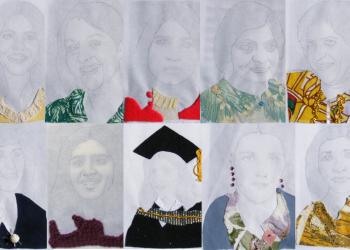 Creative contributions have poured in to the campaign—including for example these pencil and cloth portraits of the women