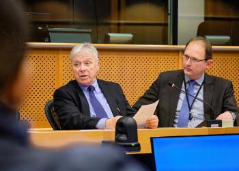 The picture features Bill Lawson, a Baha'i expelled from Qatar and Member of the European Parliament Bert-Jan Ruissen