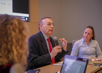 Augusto Lopez-Claros,senior fellow at the School of Foreign Services at Georgetown University, offers observations during a BIC side event