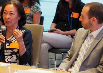 Mami Mizutori, Special Representative of the UN Secretary-General for Disaster Risk Reduction addresses the event on climate and disaster risk.