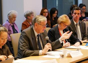 President of Club de Madrid, H.E. Mr. Danilo Türk, engages participants during a side event to CSocD