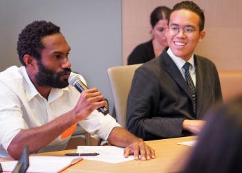 Willy Missack, who works with Oxfam in Vanuatu, shares his country’s experience in connecting policymaking to community practices, explaining that meaningful policies come when the government and civil society organizations work together.